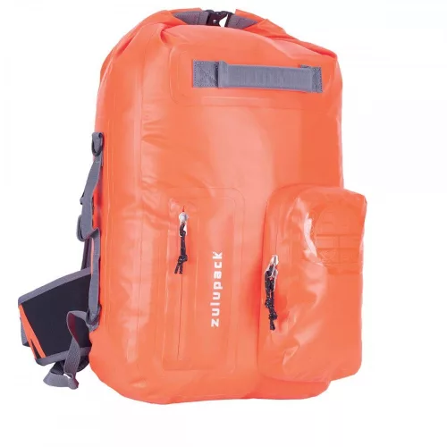 Pomarańczowy wodoodporny plecak na kilkudniowe wyprawy i sporty wodne – Zulupack® Nomad 35L IP67